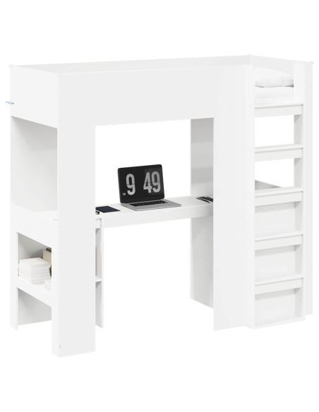 Struttura letto a castello con scrivania Bianco 75 x 190 cm