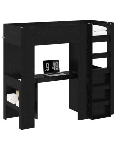 Struttura letto a castello con scrivania Rovere Nero 2
