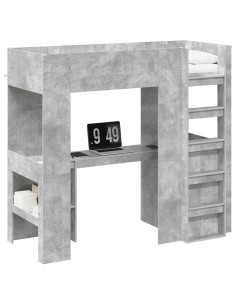 Struttura letto a castello con scrivania Grigio cemento 2