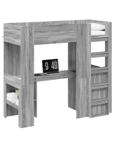 Struttura letto a castello con scrivania Grigio Sonoma 2