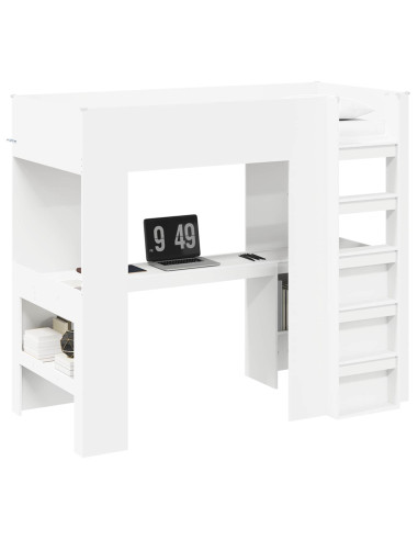 Struttura letto a castello con scrivania Bianco 90 x 190 cm