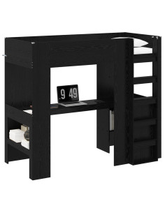 Struttura letto a castello con scrivania Rovere Nero 2