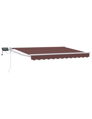 Tenda retrattile manuale con LED Marrone 3,5 x 2 m