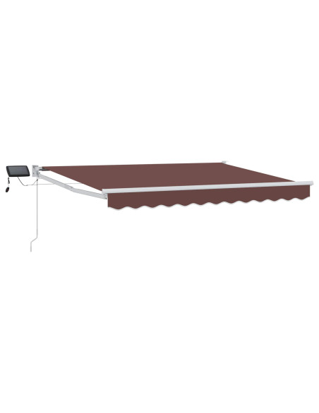 Tenda retrattile manuale con LED Marrone 3,5 x 2 m
