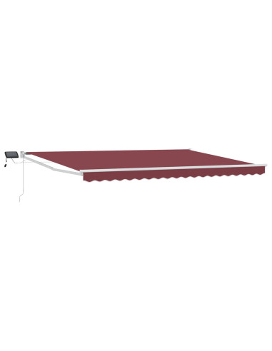 Tenda retrattile manuale con LED Rosso Borgogna 4,5 × 3 m