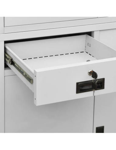 Armadio per Ufficio Grigio Chiaro 90x40x180 cm Acciaio e Vetro