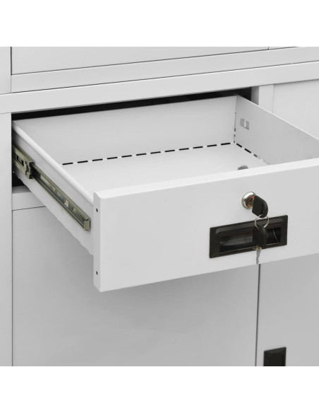 Armadio per Ufficio Grigio Chiaro 90x40x180 cm Acciaio e Vetro