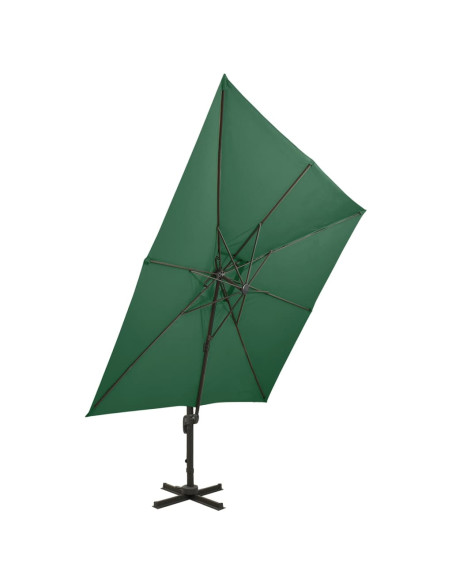 Ombrellone a Sbalzo con Doppia Copertura 300x300 cm Verde