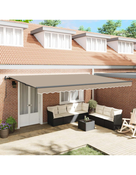 Tenda Retrattile Beige 500 × 300 cm Tessuto e Alluminio