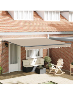 Tenda Retrattile Beige 400 × 350 cm Poliestere e Acciaio