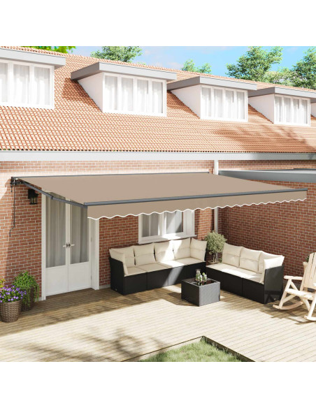 Tenda Retrattile Beige 500 × 300 cm Alluminio e Tessuto