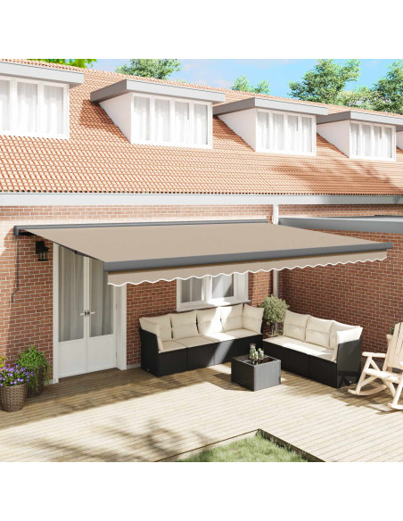 Tenda Retrattile Beige 500 × 300 cm Tessuto e Metallo