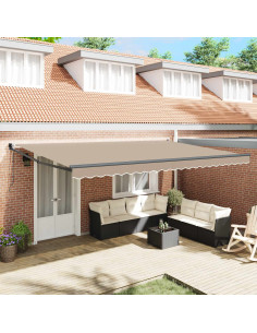 Tenda da Sole Beige 500 x 300 x 165 cm Poliestere e Metallo