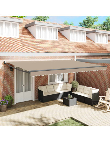 Tenda da Sole Beige 500 x 300 x 165 cm Poliestere e Metallo