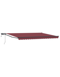 Tenda retrattile manuale con LED Rosso Borgogna 4,5 × 3 m