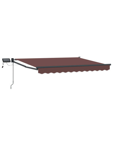 Tenda retrattile manuale con LED Marrone 3,5 x 2 m