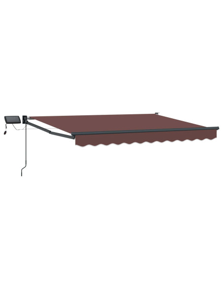 Tenda retrattile manuale con LED Marrone 3,5 x 2 m