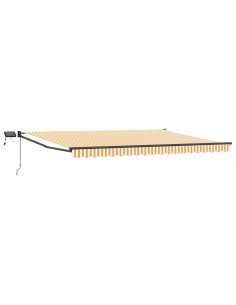 Tenda retrattile manuale con LED Arancione e bianco 5 x 3 m