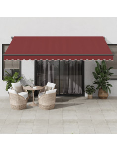 Tenda da Sole Retrattile Automatica con LED Bordò 450x350 cm