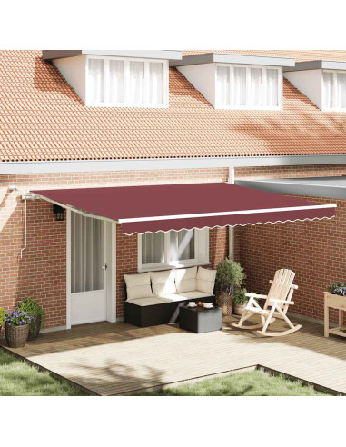 Tenda da Sole Retrattile Automatica con LED Bordò 450x300 cm