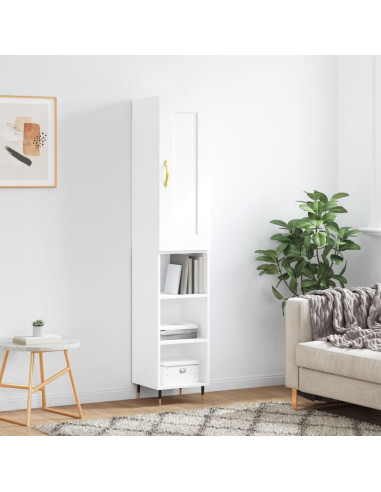 Credenza Bianca 34,5x34x180 cm in Legno Multistrato