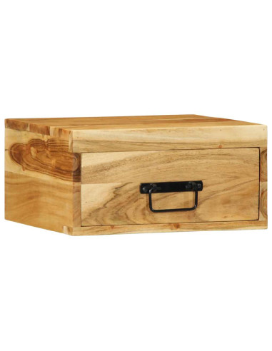 Comodini da Parete 2pz in Legno Massello di Acacia