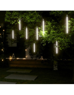 Luci Meteoriche 8 pz 30cm Bianco Freddo 192 LED Interni Esterni