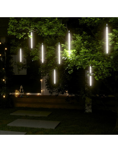 Luci Meteoriche 8 pz 30cm Bianco Freddo 192 LED Interni Esterni