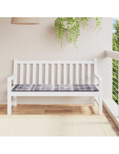 Cuscino per Panca a Quadri Grigi 150x50x4 cm Tessuto Oxford