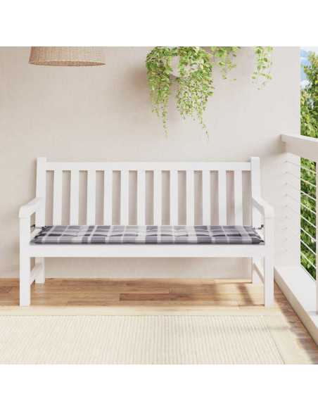 Cuscino per Panca a Quadri Grigi 150x50x4 cm Tessuto Oxford