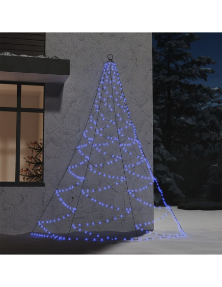 Albero da Parete con Gancio Metallico 260 LED Blu 3 m
