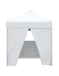 Gazebo Pieghevole Professionale 4 Pareti 2x2m Acciaio Bianco 2