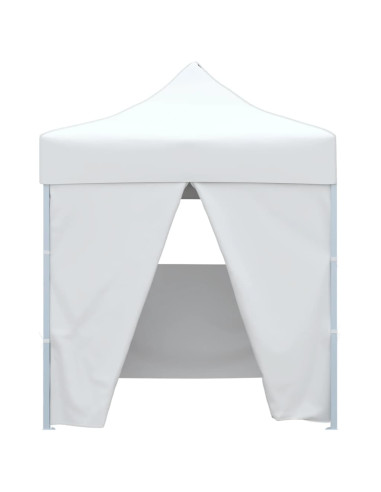 Gazebo Pieghevole Professionale 4 Pareti 2x2m Acciaio Bianco