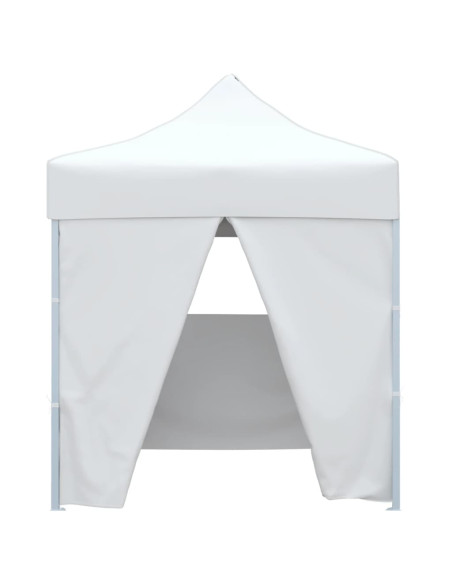 Gazebo Pieghevole Professionale 4 Pareti 2x2m Acciaio Bianco