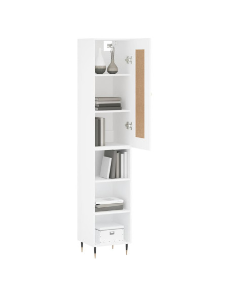 Credenza Bianca 34,5x34x180 cm in Legno Multistrato