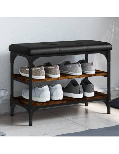 Panca Porta Scarpe Rovere Fumo 62x32x47 cm in Legno Multistrato
