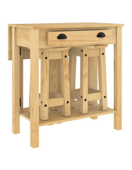 Set da Bar 3 pz in Legno Massello di Pino