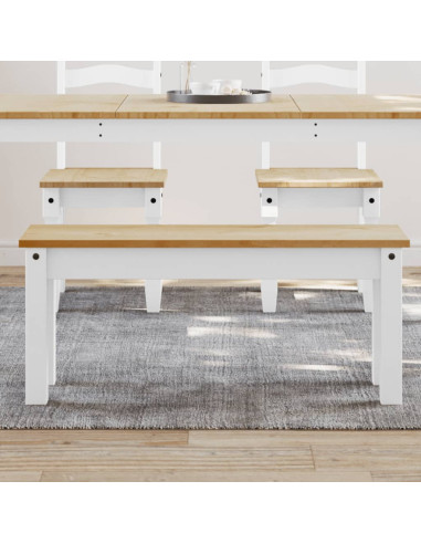 Panca da Pranzo PANAMA Bianca 105x30x45 cm Legno Massello Pino