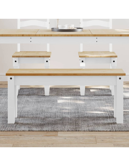 Panca da Pranzo PANAMA Bianca 105x30x45 cm Legno Massello Pino