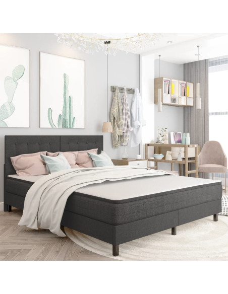 Testiera Letto Trapuntata Grigio Scuro in Tessuto 180x200 cm