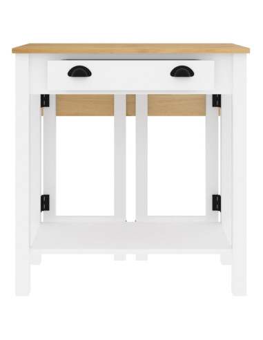 Set da Bar 5 pz Bianco in Legno Massello di Pino