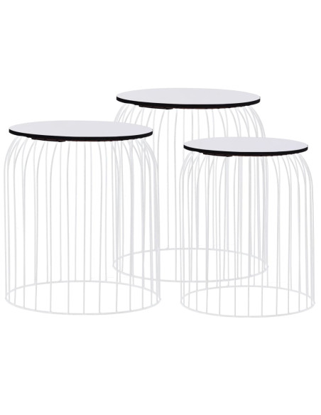 Tavolini da Caffè 3 pz Bianchi