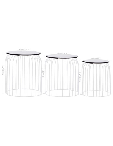 Tavolini da Caffè 3 pz Bianchi