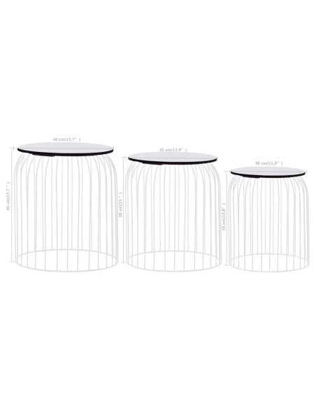 Tavolini da Caffè 3 pz Bianchi