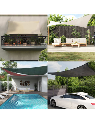 Vela Parasole 160 g/m² Quadrata Grigio Chiaro 4x4 m in HDPE