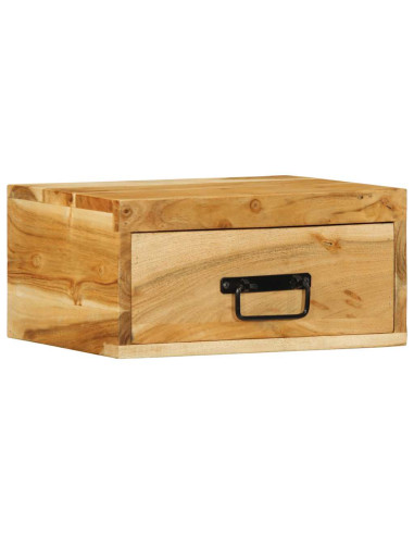 Comodini da Parete 2pz in Legno Massello di Acacia