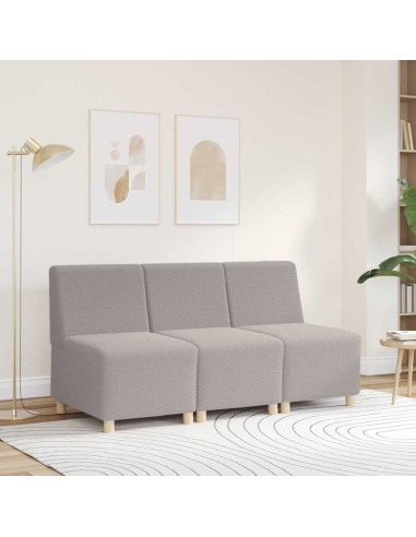 Divano componibile senza braccioli grigio chiaro 55 cm tessuto effetto lana riccio