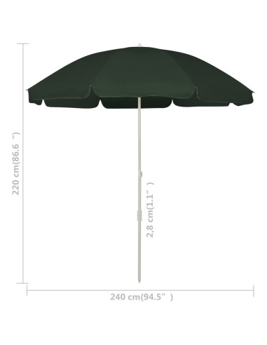 Ombrellone da Spiaggia Verde 240 cm
