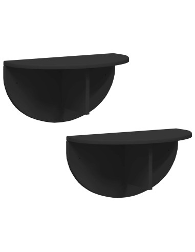 Scaffale da parete 2 pcs Nero 48 x 24 x 24 cm Legno multistrato