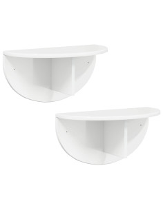 Scaffale da parete 2 pcs Bianco Lucido 48 x 24 x 24 cm 2